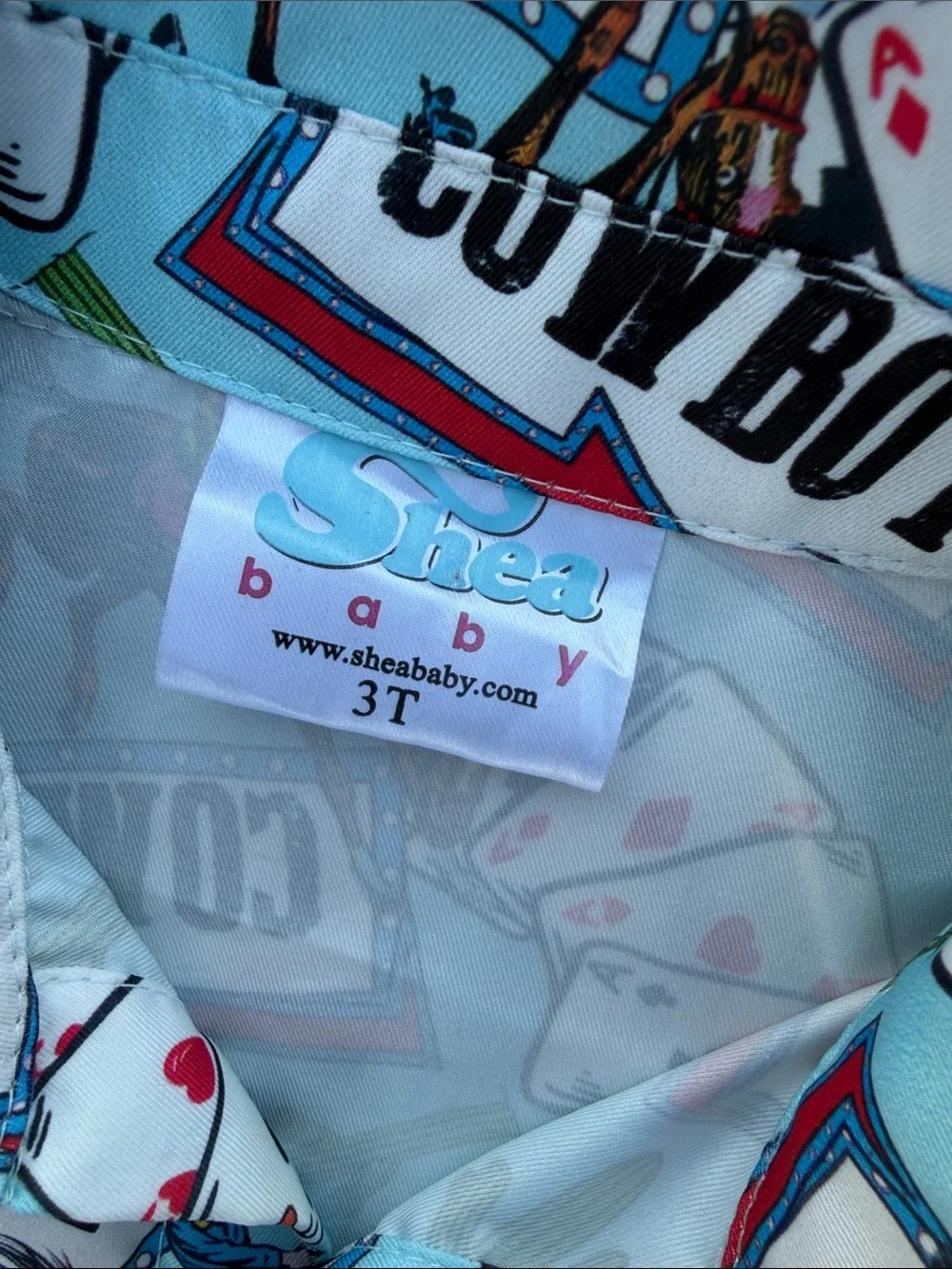 Shea Baby Cowboy Print Button-Down Shirt - Light Blue 3T